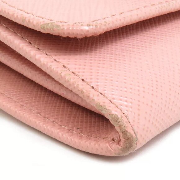 PRADA Saffiano Ribbon Bifold Long Wallet Light Pink/Gold Leather - Picture 5 of 10